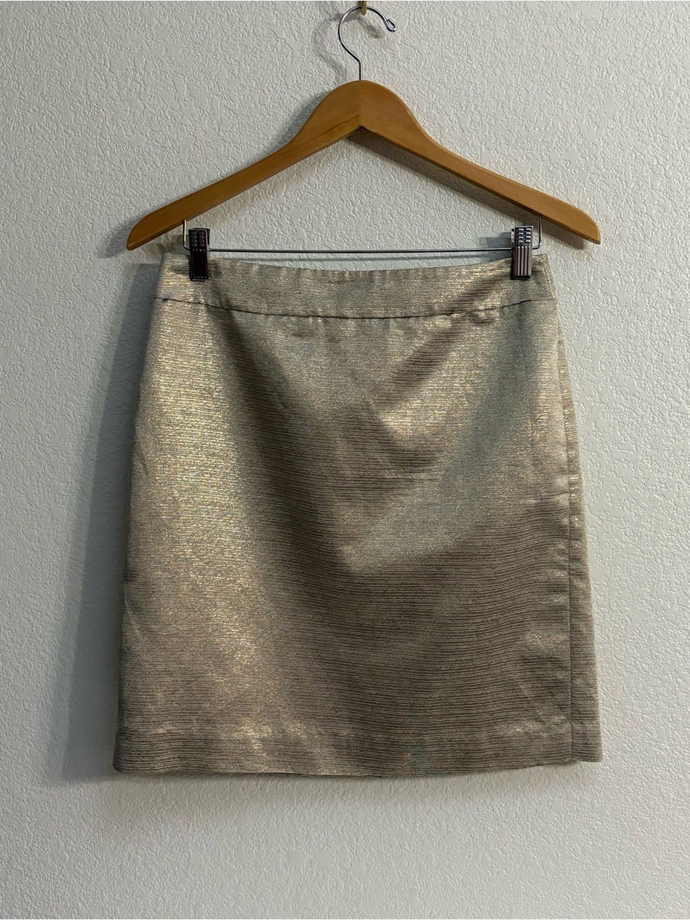 LOFT Metallic Cream Pencil Skirt